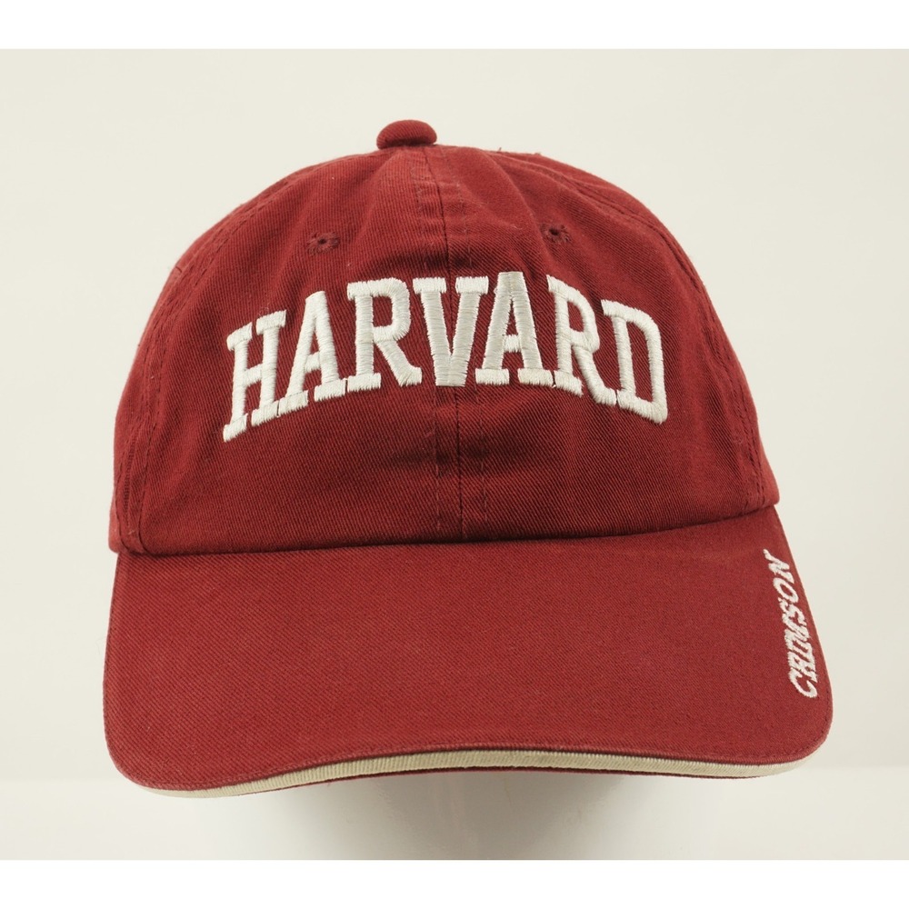 Vintage Harvard University Crimson Strap Back Hat OC Brand Maroon Red Cotton